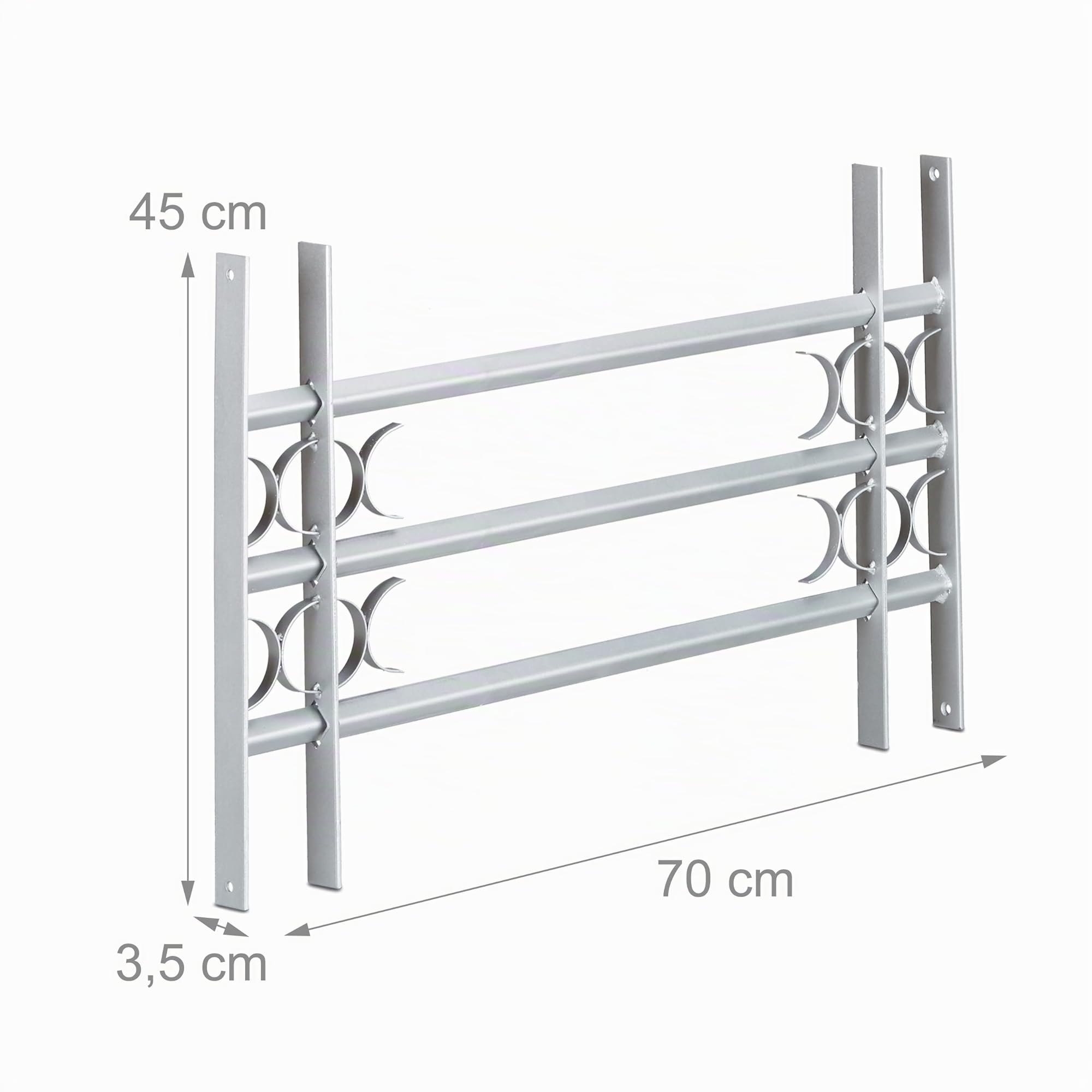 Relaxdays Grille de fenêtre, protection cambriolage, extensible, pour l'extérieur, acier, 450 x 700-1050 mm, gris