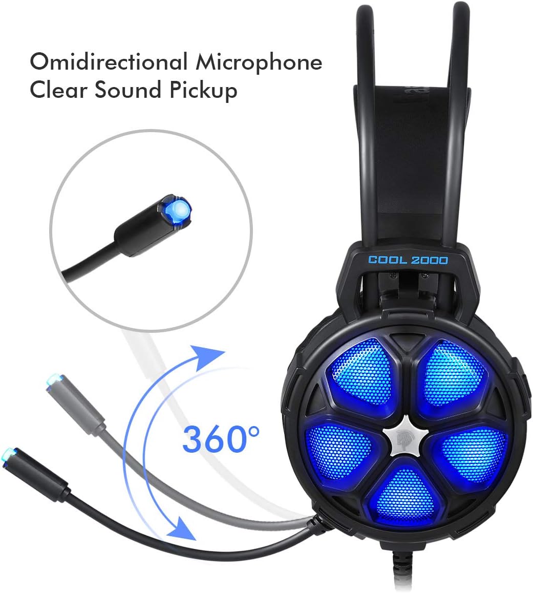 EasySMX Comfortable LED 3.5mm Stereo Gaming Headset for PS4 Xbox One, with LED Lighting Over-Ear Headphone Headset Headband with Mic for PC Computer