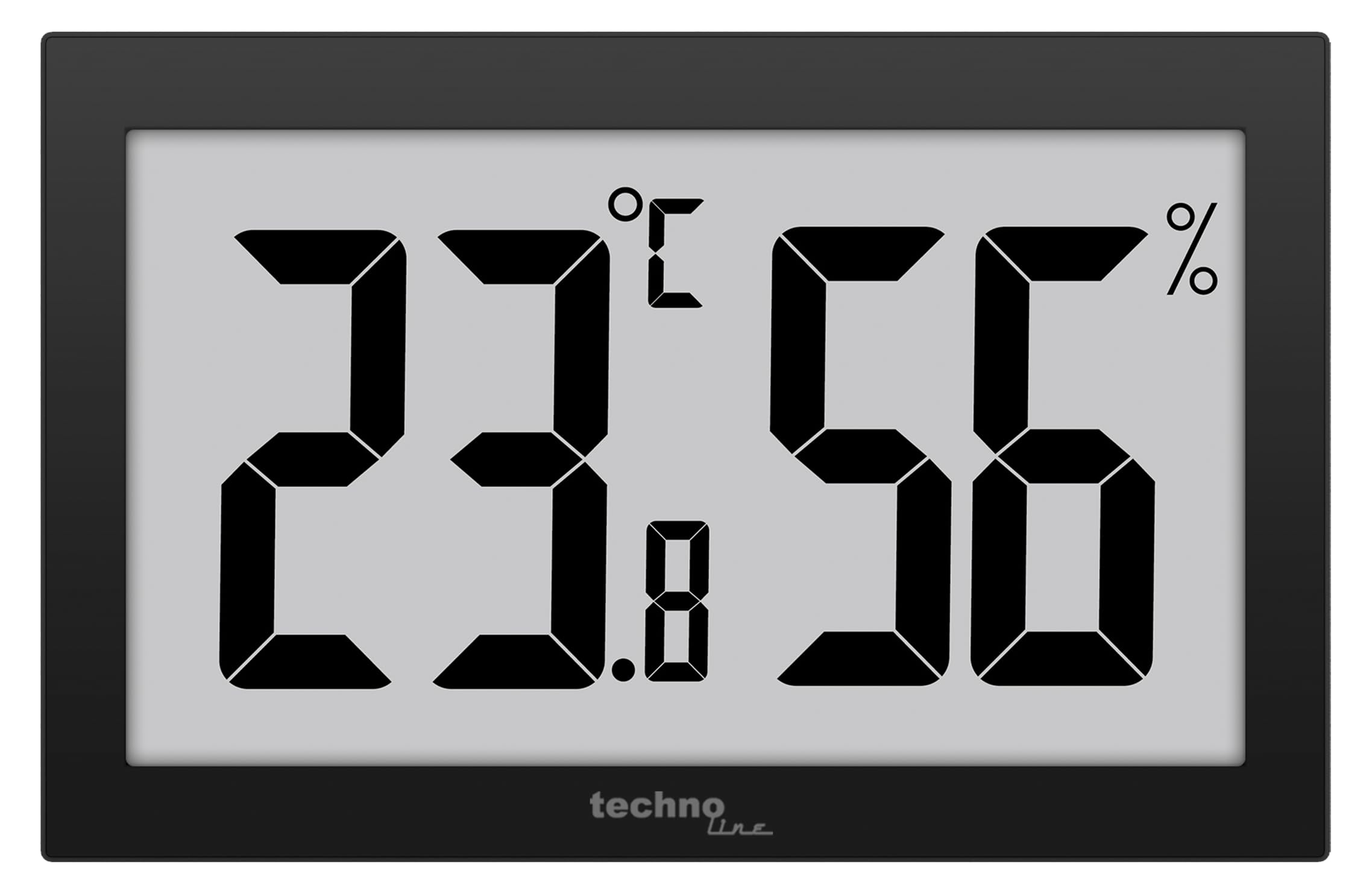 Termometro digetales – Igrometro XXL, WS9465, display molto leggibile, nero con LCD Jumbo per ufficio hotel Foyer