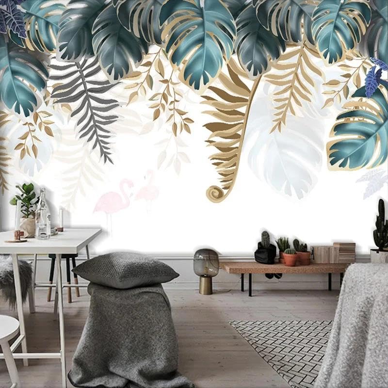 Papier peint mural 3d feuilles de prestige en tissu intissé épais