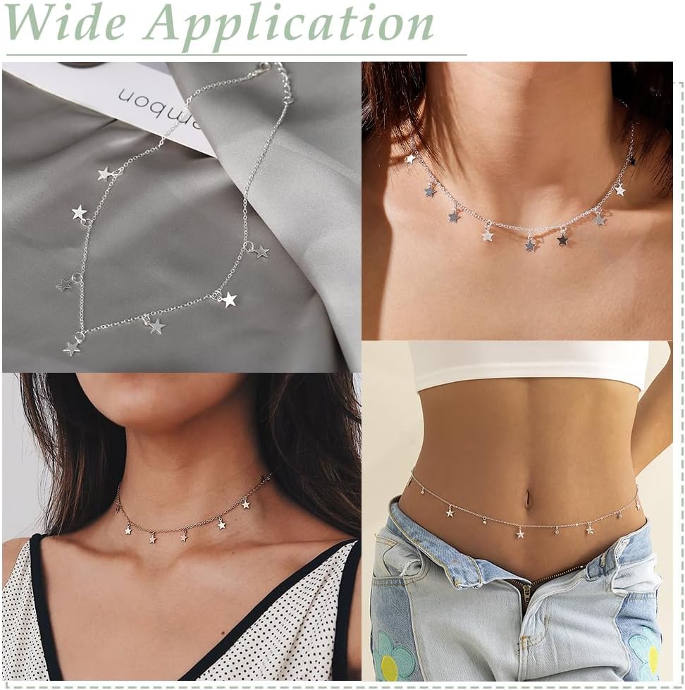 16.4 Feet Silver Star Chains Brass Necklace Link Chains with 15Pcs Alloy Lobster Claw Clasps and 30Pcs Open Jump Rings for Necklace Bracelet Jewelry Making DIY Crafts Supplies Platinum - Image 5