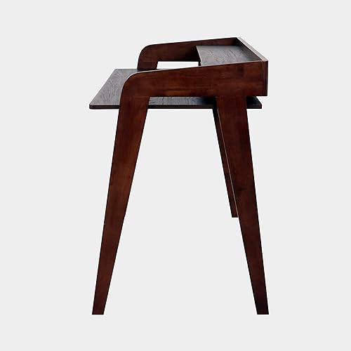 Miniatura 6 de DG Casa Pasadena - Escritorio para computadora en nogal - Escritorio pequeño para computadora con estantes  Escritorio de madera maciza oscura con