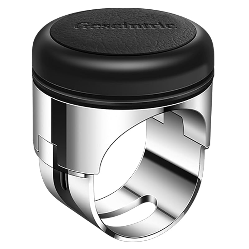 Girador de Volante Automotivo com Rotação de 360°, Metal e Couro Bovino Preto Gescintric MSZLQ102