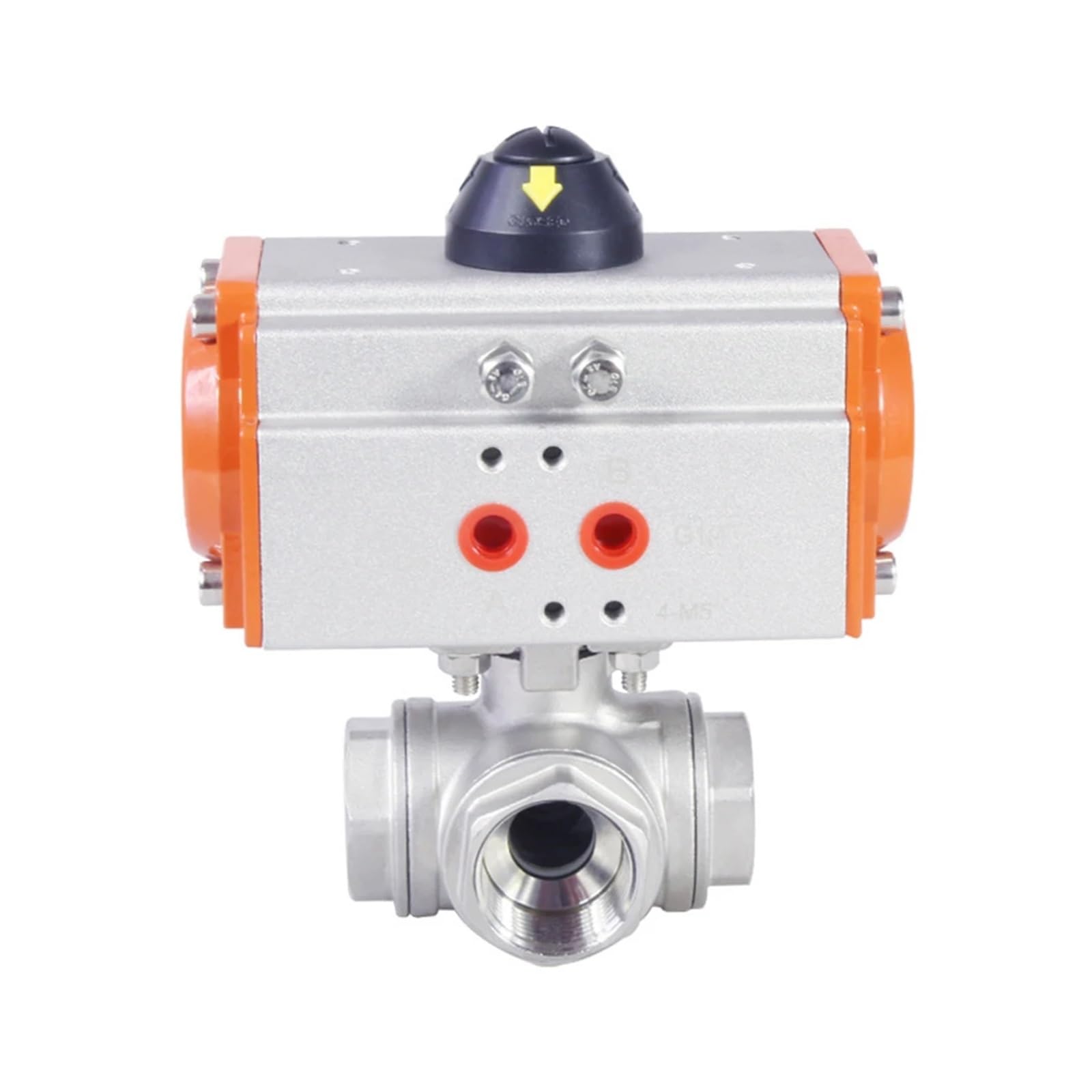 KKHCMZPI DN08 3 Way 304 Stainless steel Three Piece High Platform Pneumatic Ball Valve Q611F-16P(T Type)