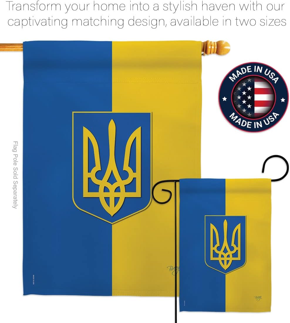 Ukraine Garden Flag Set With Stand Bandera de Ucrania Breeze Decor Indoor Tapestry Suppport Україна Outdoor Home Decorations House Banner Wall Hangi Ukrainian Gifts Made In USA
