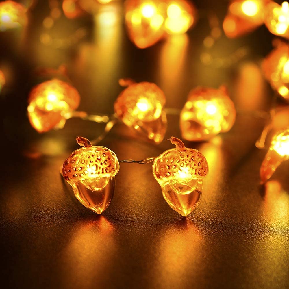 KINGCOO Acorn LED String Lights, 10FT 30LED Warm White Battery Powered Princess Fairy Copper Wire String Lights Decorative Lights for Autumn Bedroom Indoor Outdoor Wedding Party Christmas Decor — image 1