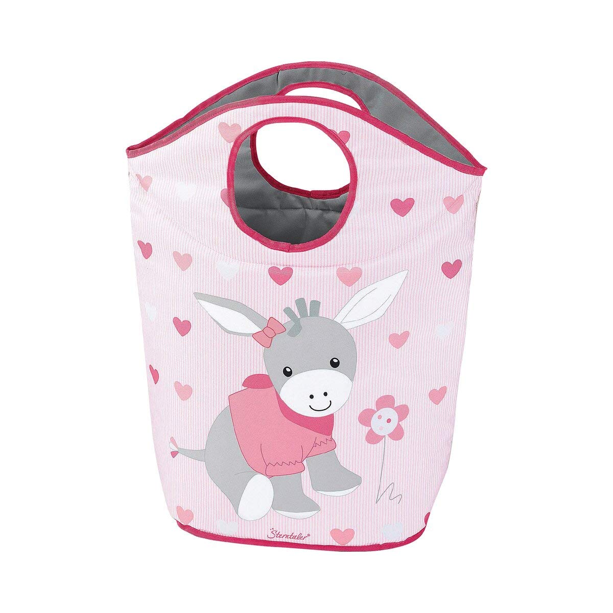 Sterntaler Cesta per panni Emmi L'Asinello Bambina, Portabiancheria, Rosa/Grigio, 71 x 58 cm