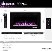 Vista 3 de Chimenea eléctrica de 30 pulgadas para insertar ultradelgada - Chimenea calefactora empotrada y de montaje en pared con termostato, llama ajustable