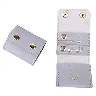 Portable Travel Jewelry Roll Bag with Buckle, Foldable Organizer Case for Rings, Necklaces & Earrings, Mini, Grey