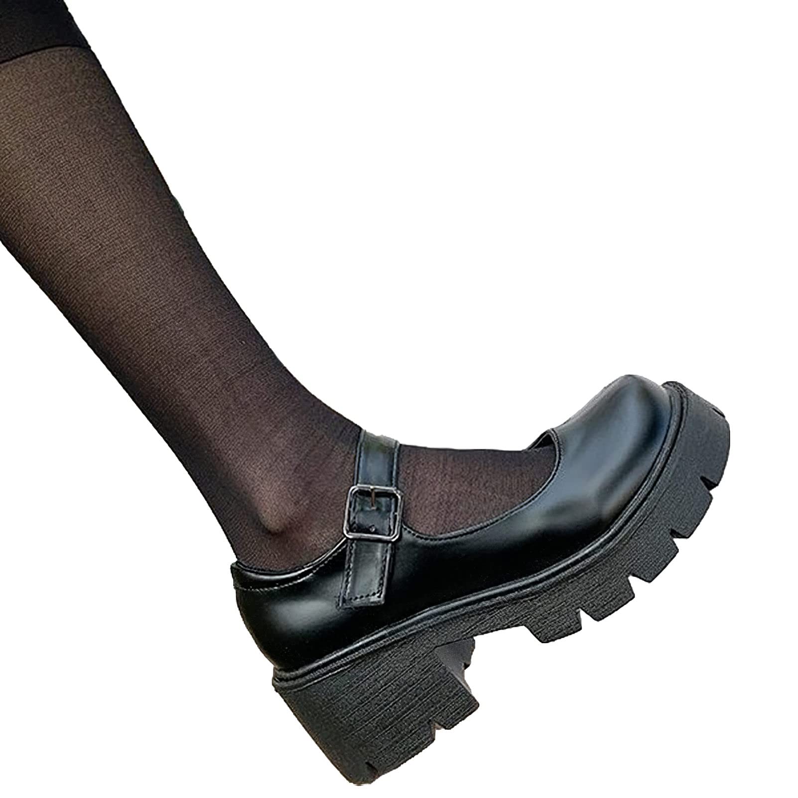 rismart Mujer Plataforma Mary Jane Punta Redonda Tacón Grueso Correa Tobillo Lolita Cosplay Zapatos