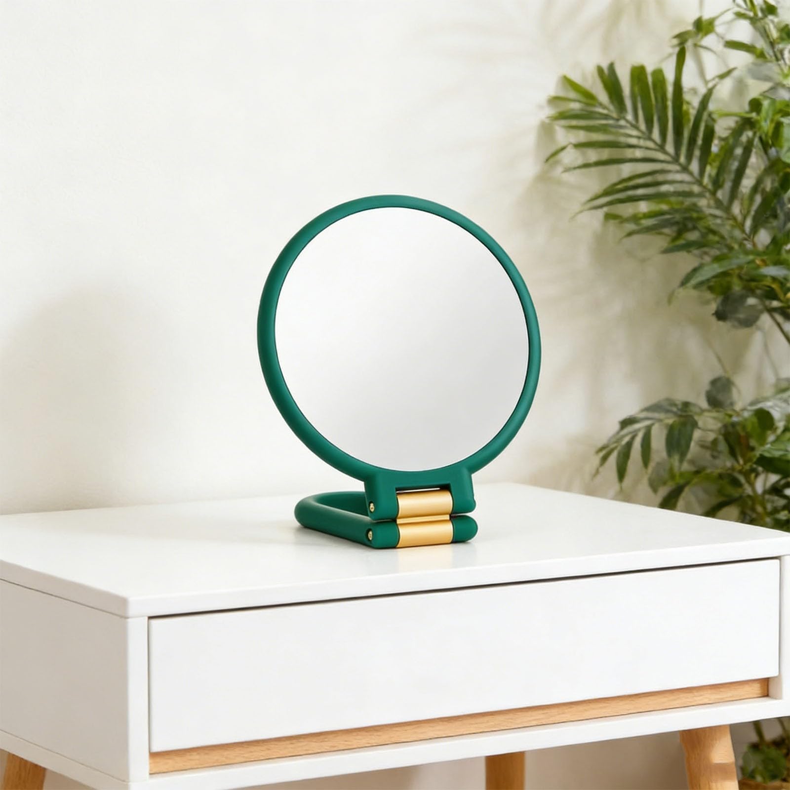 50X Magnifying Makeup Mirror,24cm Travel Folding Magnifying Mirror with 360° Adjustable Handle for Skincare & Beauty (Green)