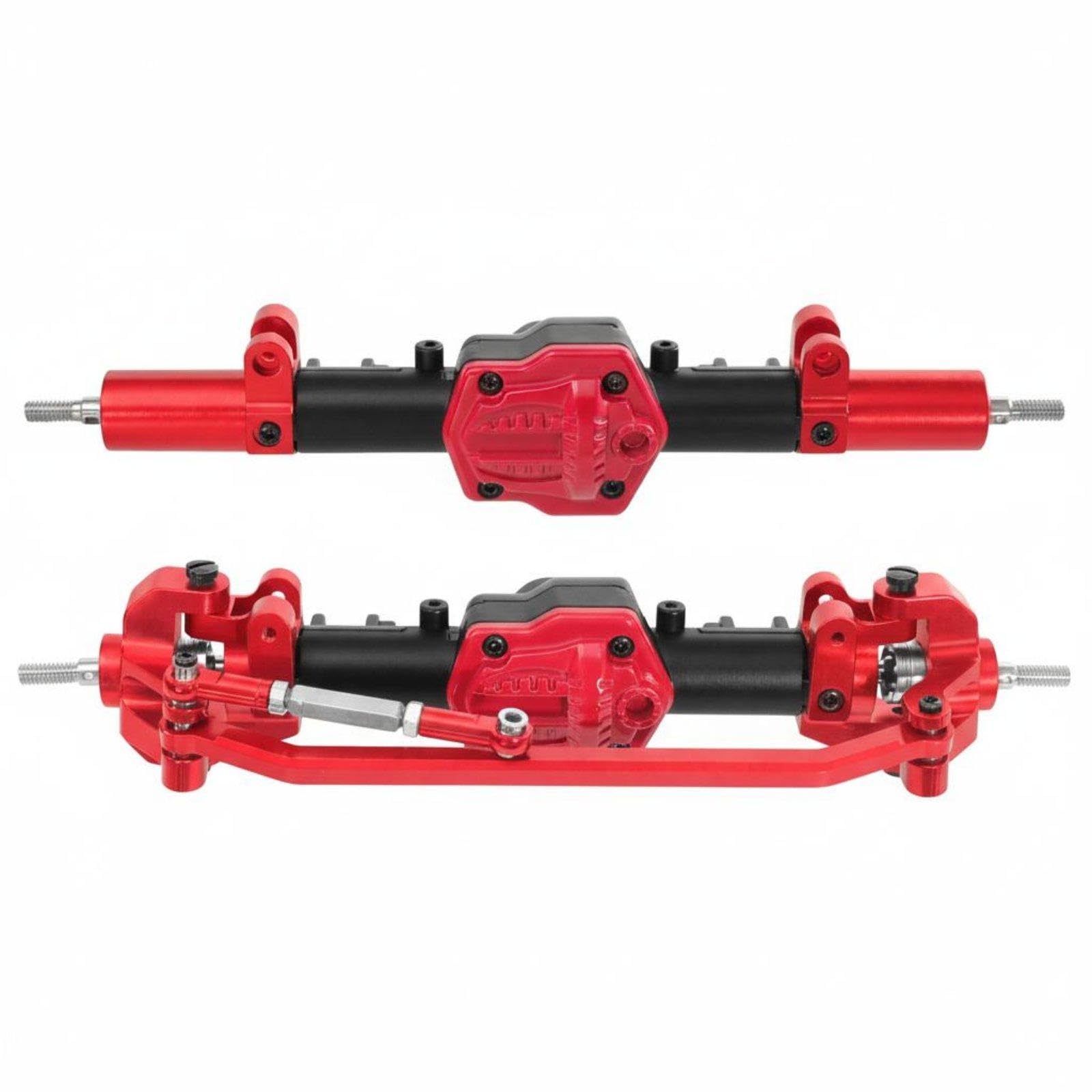 2 Pieces Front and Rear Elevated Axles Upgrade Part Metal Axle Set Heavy Duty RC Crawler Axle Assembly for Model Car Enthusiasts, Rock Crawling Red-Black Front-Rear Axle-image-40