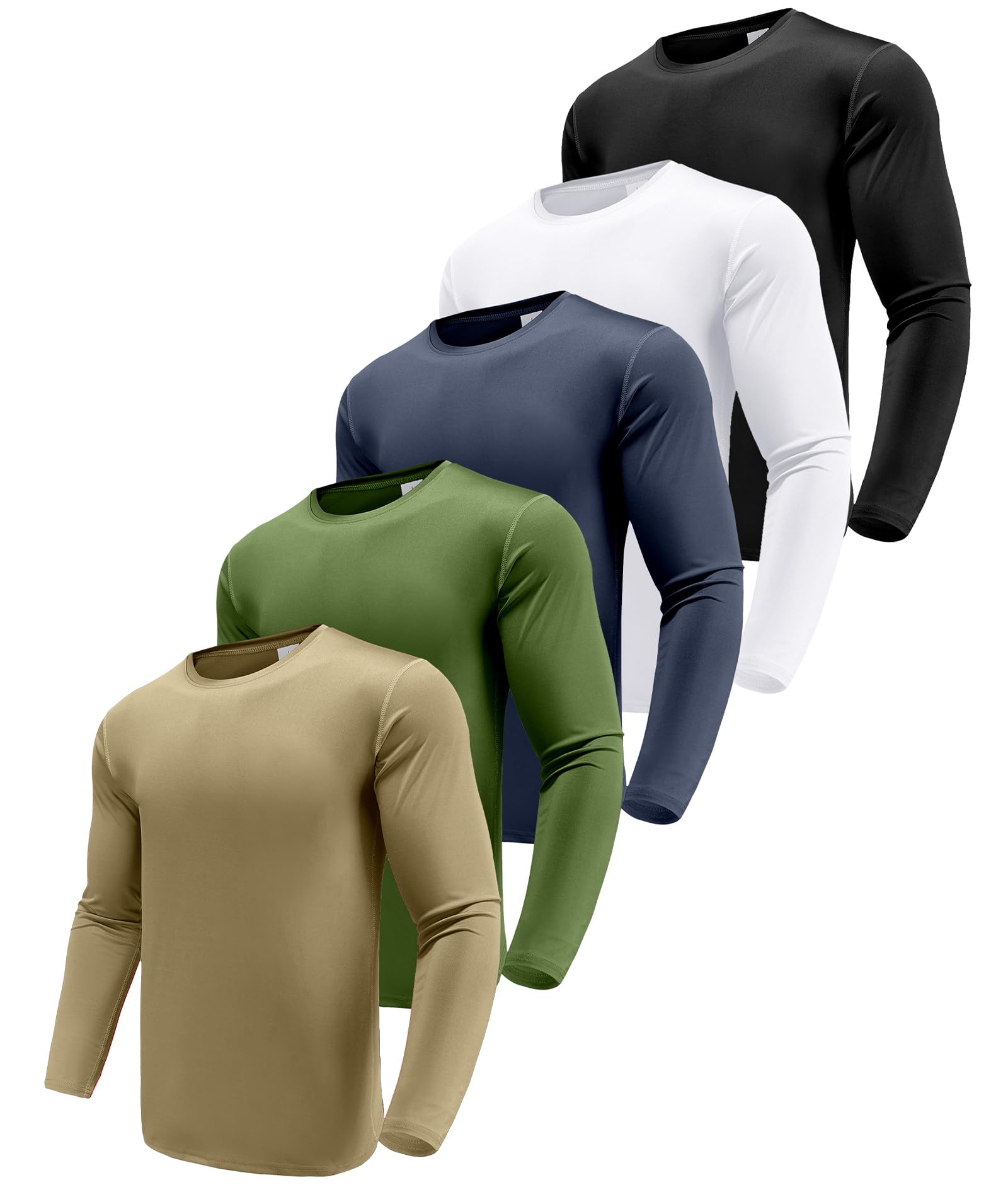 Men's 1, 3 or 5 Pack Performance Long Sleeve T-Shirts, UPF 50+ Sun Protection Shirts, Athletic Gym Workout Shirts for Running