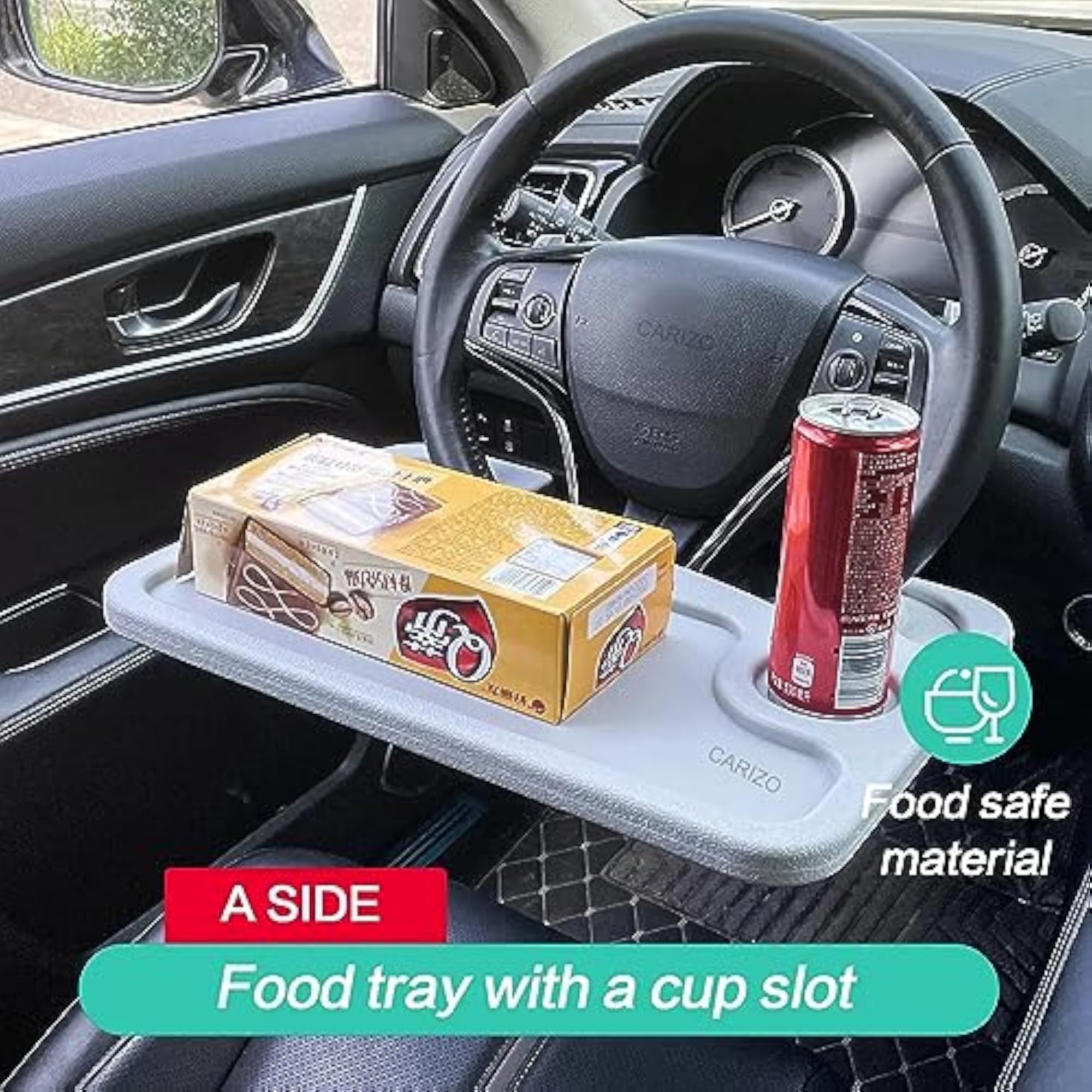 Multifunction Wheel Tray Car Steering Wheel Desk, Grey