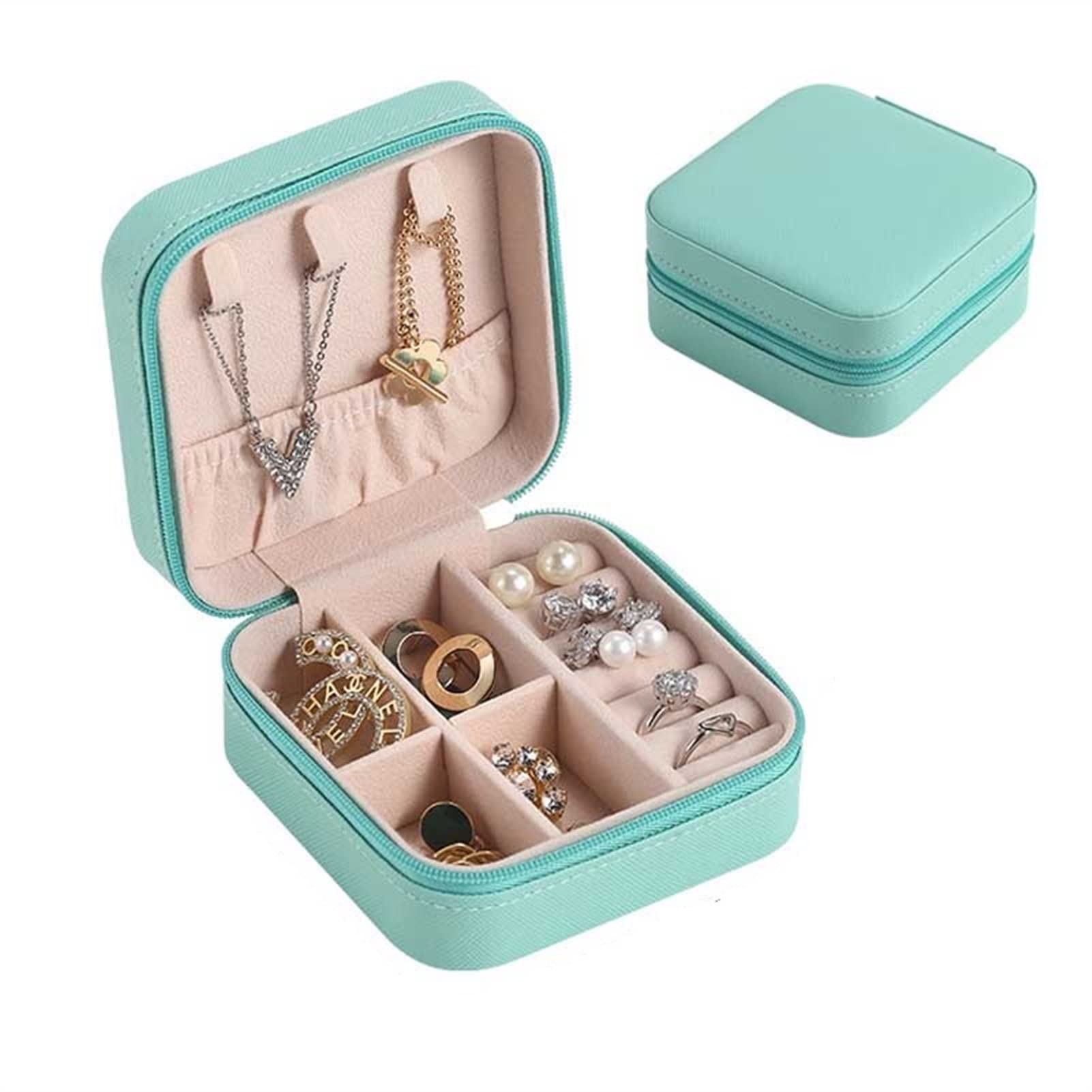 ESTDKMNOS Portable Jewellery Case， Adjustable Tewellery Boxes Jewelry Organizer Display Travel Case Portable Zipper Storage