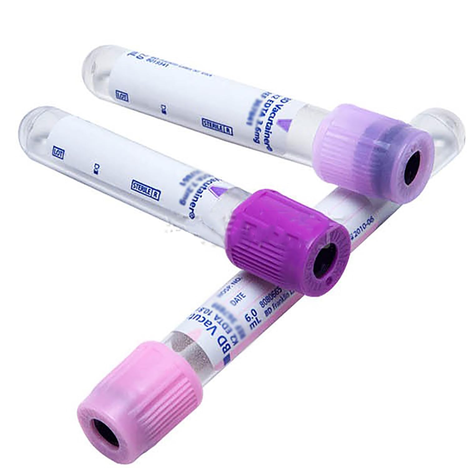 Vakuum-Blutentnahmeröhrchen, 100 Stück 6 ml EDTA-Zentrifugenröhrchen Glasblutröhrchen Vacutainer-Röhrchen Laborröhrchen mit violettem Deckel