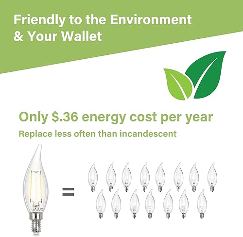 Miniatura 5 de Bombillas candelabro LED regulables, Sigalux E12, 40 W, bombillas de lámpara de araña, CA10, punta de llama, bombillas de luz de vela, 2700 K,