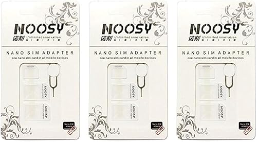 Sim Card Adapter Kit 3-Pack (9total Adaptadores Nano SIM a Micro, Nano para regular, Micro a Regular) con extractor, Blanco