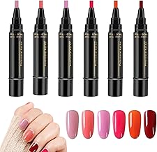 Gel Nail Polish Pen 6 Colours, Easy to Apply, Quick Drying Without UV Lamp, Ideal for Professional Manicure or Home/Travel – Kit 10 ml (Dark Colour Combination)