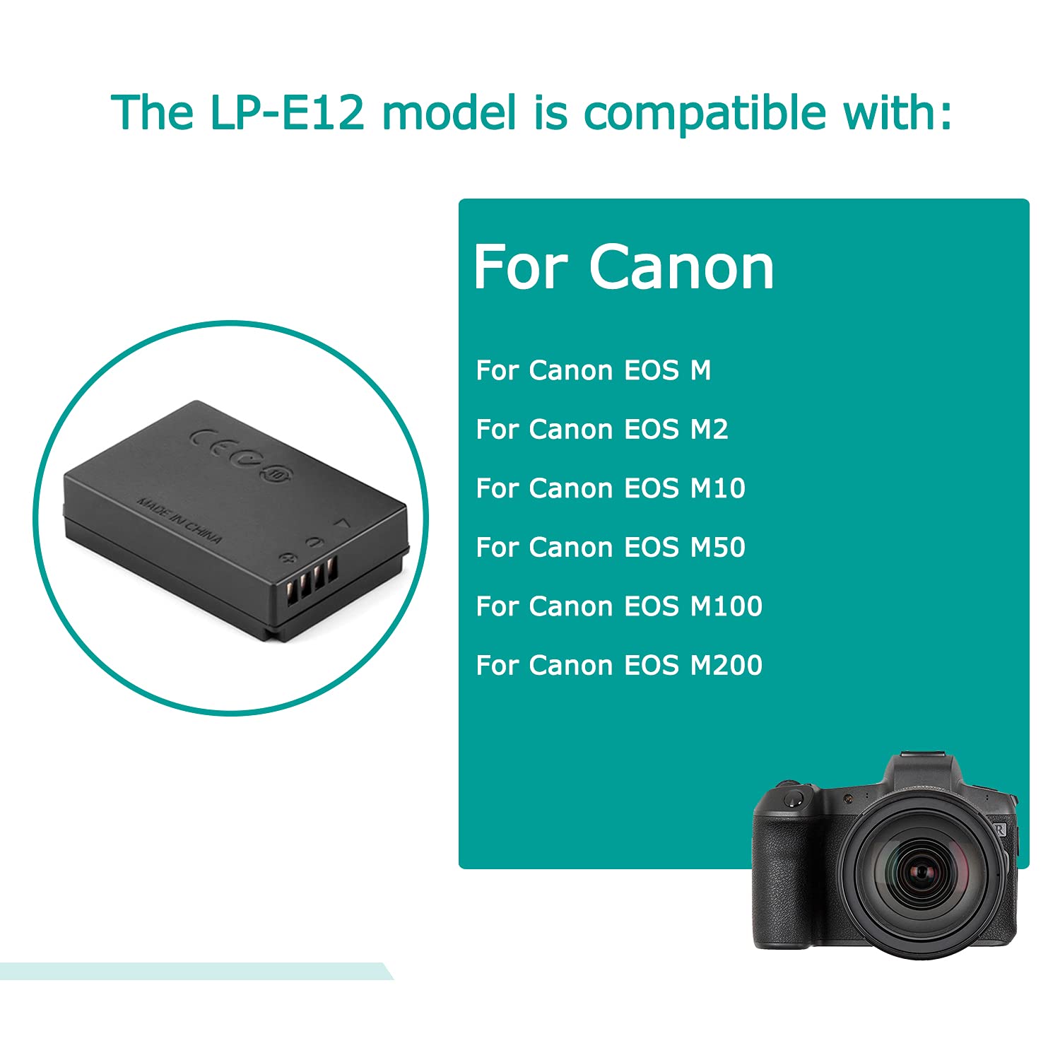 USB Línea De Conducción DC 8.4V ACK-E12 + DR-E12 LP-E12 Batería Virtual para Canon EOS M EOS M2 EOS M10 EOS M50 EOS M100 M200 Kiss M, Kiss M2 EOS M50 Mark II