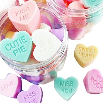 Sunbasil Soap Mini Pastel Conversation Heart Sweetheart SOAP in a Jar Valentines Day Gift for Her