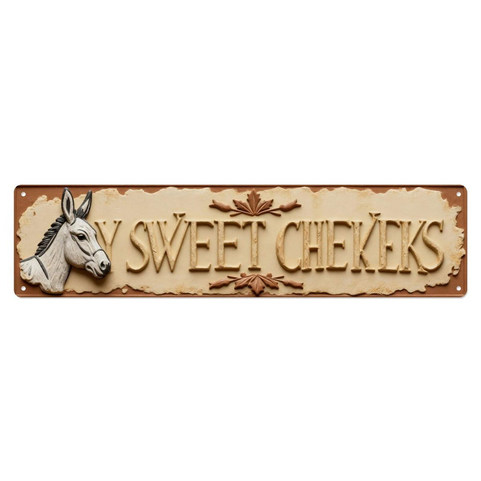 Horse Head And Leaves Pattern Metal Tin Sign Plaque