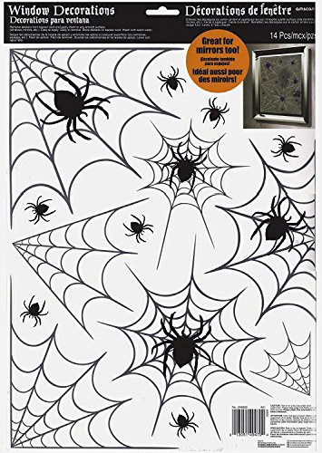 Amscan Halloween Spiders and Webs Vinyl Window Clings | 2 Pack | Great for Party, Interior, and Mirror Decorations