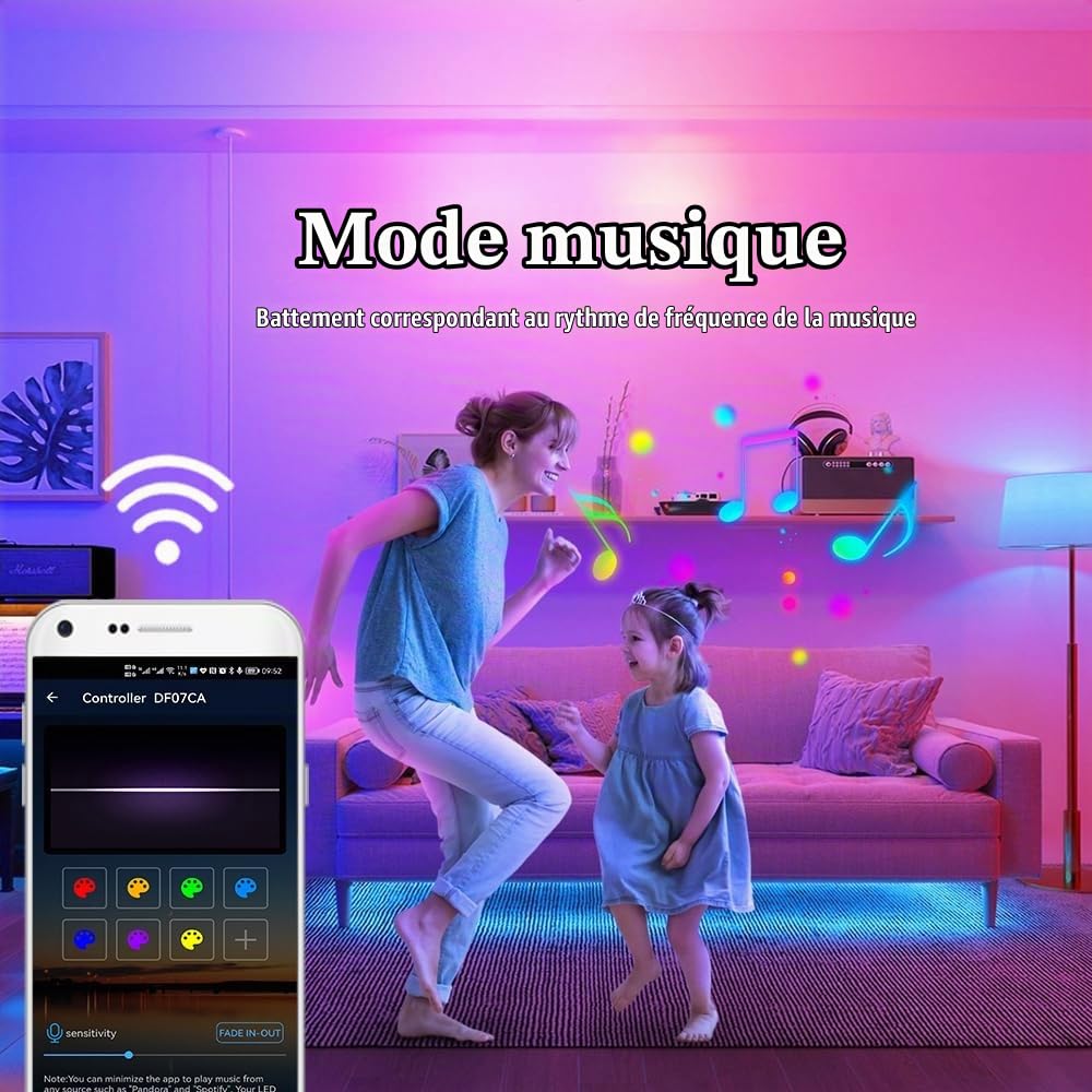 5M Wifi COB RGB LED Ruban Led Chambre 576led/M 24V dimmable 2880Leds Led Strip avec télécommande, bande lumineuse fonctionne avec Google Home assistant/Alexa