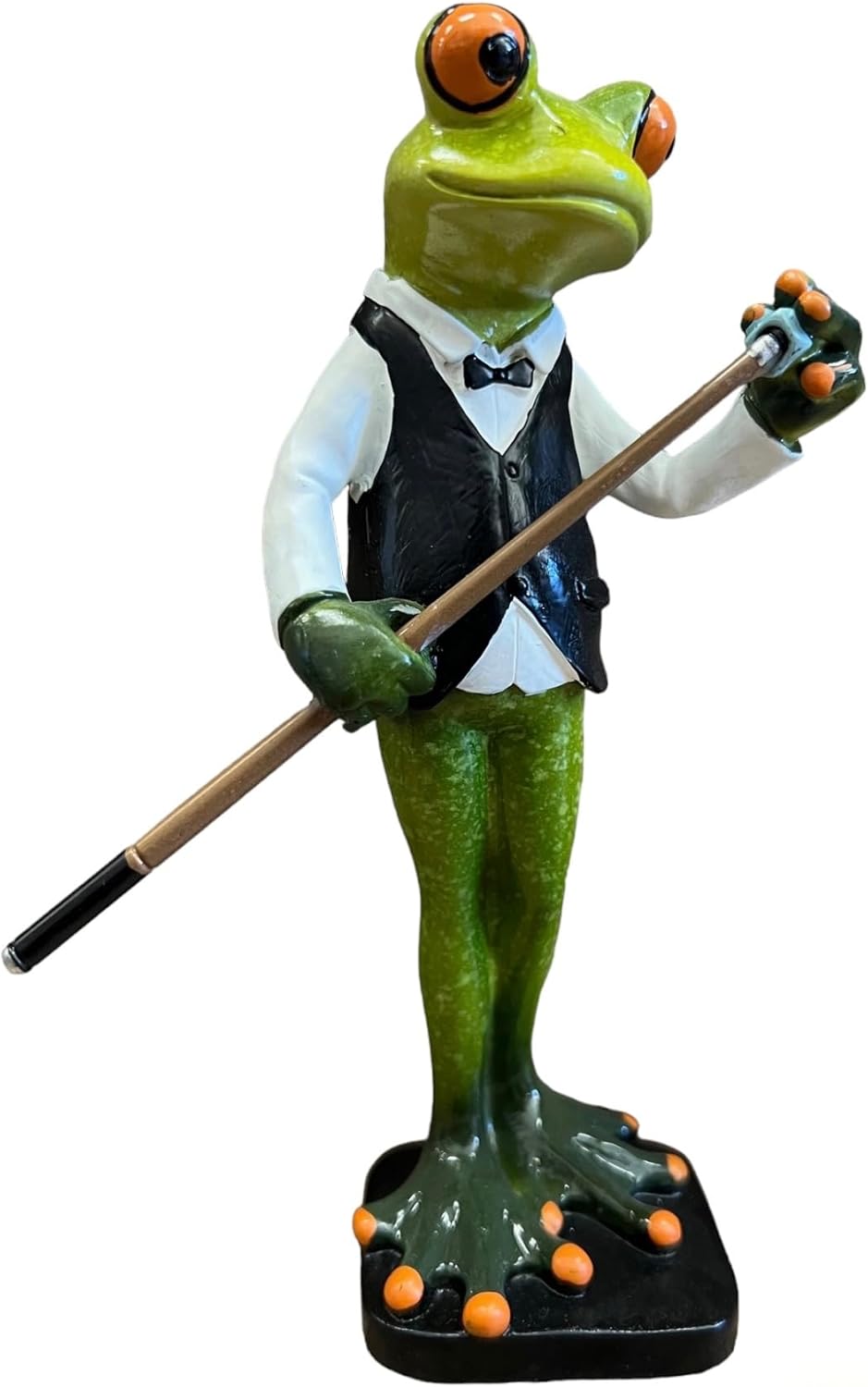 Frog 7-Inch Resin Figurine: Pool Player with Hand-Painted Pool Stick for Home and Garden Decor