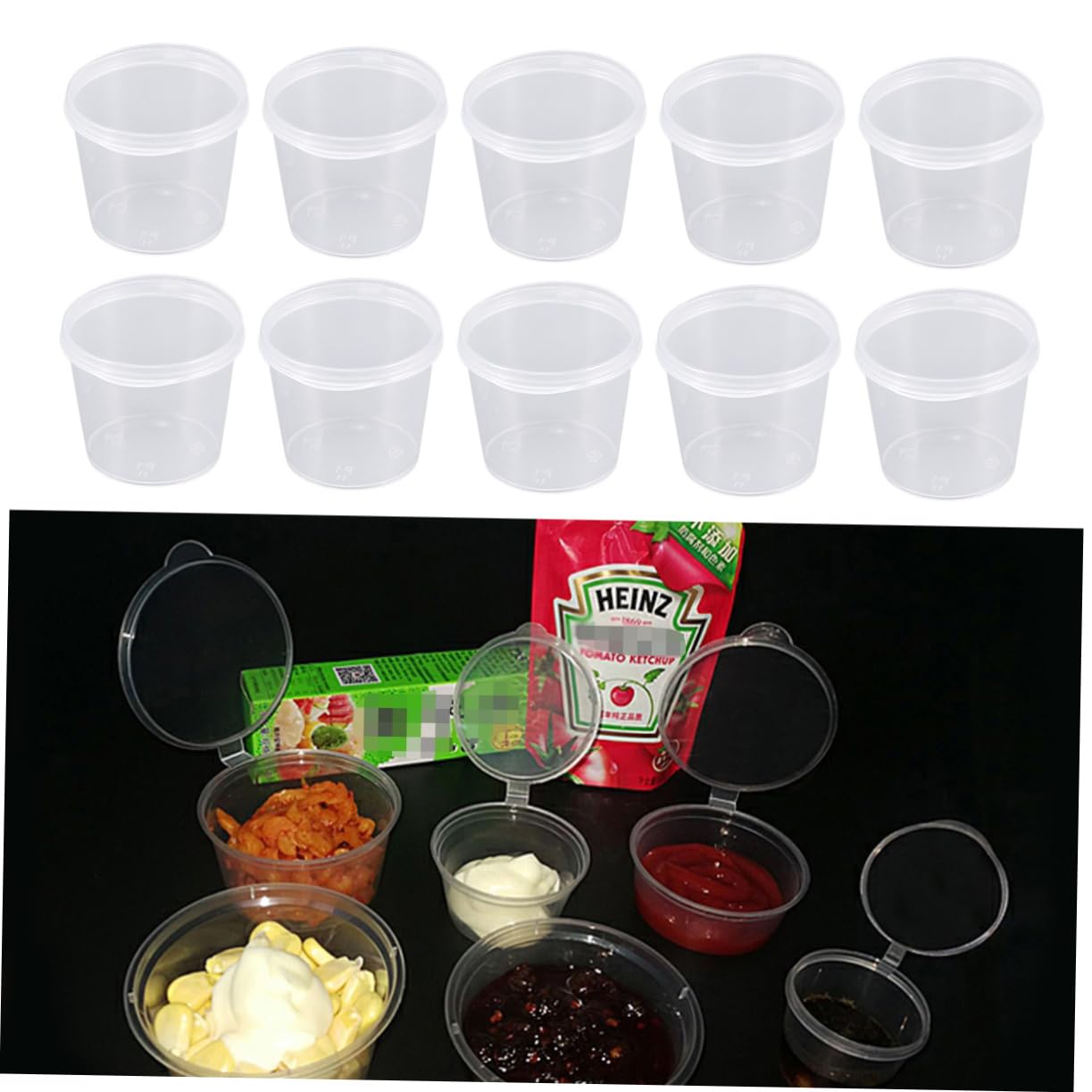 HOMOCONO Flat Lids Sauce Container Set 50pcs 25ml Portion Cups Lids for Jelly Yogurt Mousse Sauce Storage
