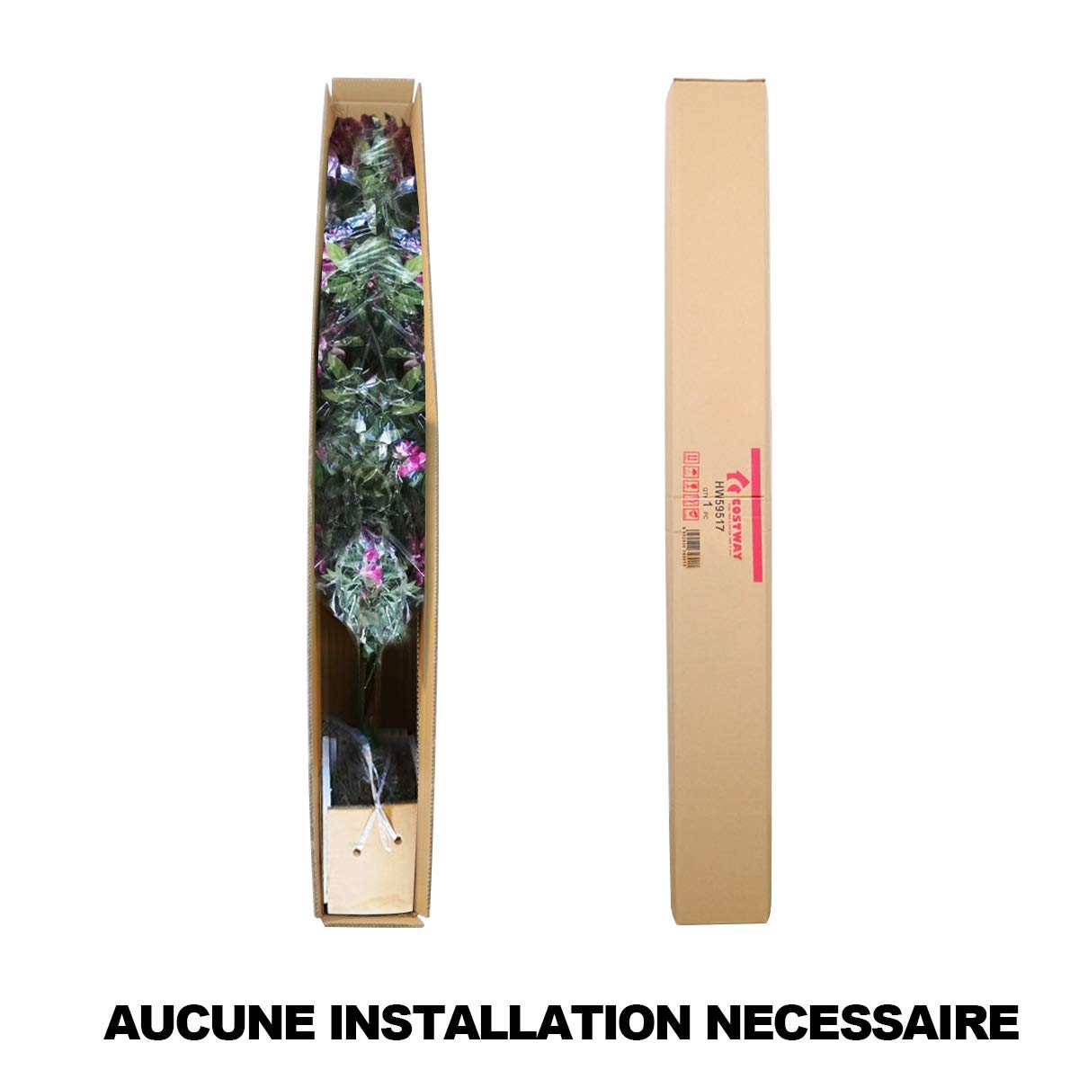 COSTWAY Arbre Artificiel Plante Artificielle en Pot avec Fausses Fleurs Roses Convient pour Intérieur ou Extérieur Wisteria 180cm