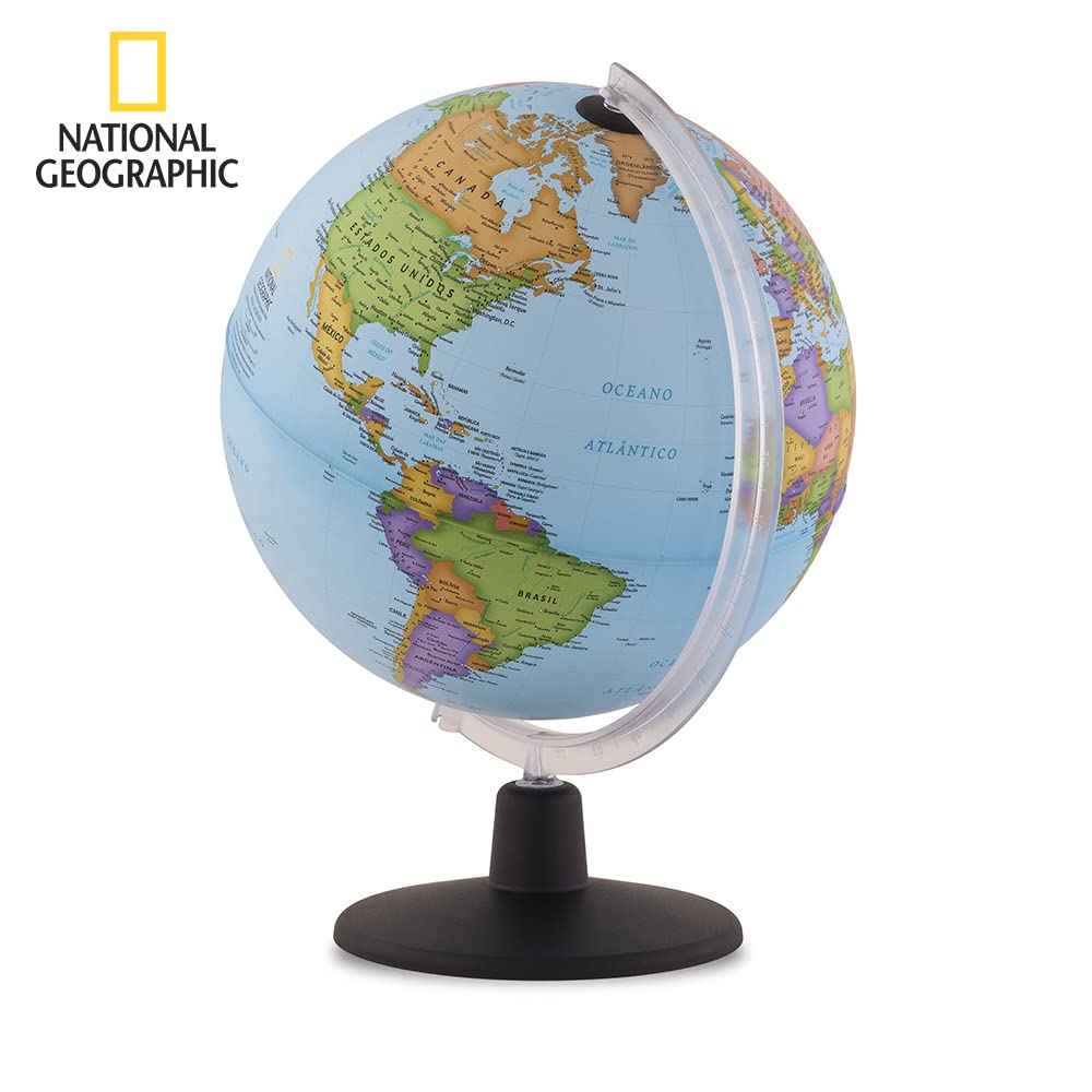 Tecnodidattica, Globo Terráqueo NATGEO Beginners 30, Cartografía Política oficial National Geographic Beginners, Giratorio, Texto en Español, Diámetro de 30 cm