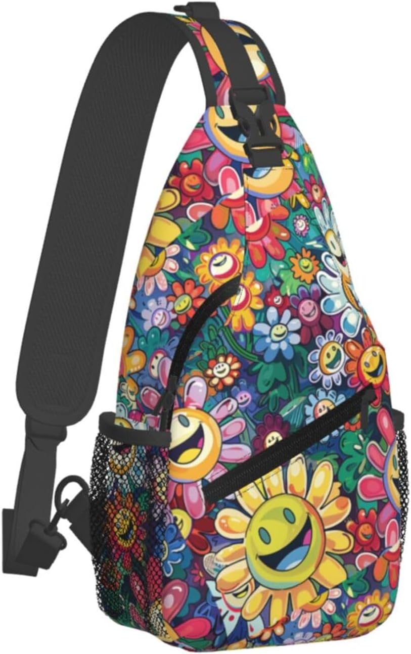 Crossbody Bag Funny Cute Smiling Sunflowers Sling Bag Backpack Chest Bags Shoulder Bag for Women Men - Image 2