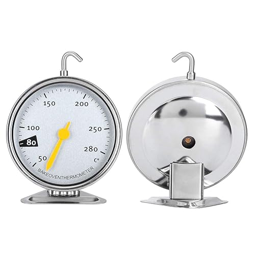 Fydun Less Steel Large Dial Oven Thermometer with Hook Kitchen Cooking Measuring Tool 50-280 Wide Range of Uses