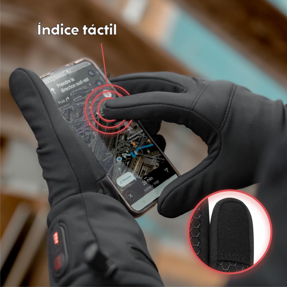 G-HEAT – Guantes calefactores Street – Mixtos – A prueba de viento – Detergente – Grip de silicona. Usos: bicicleta, desplazamientos urbanos, Enfermedad de Raynaud. Incluye 1 par de baterías y cable