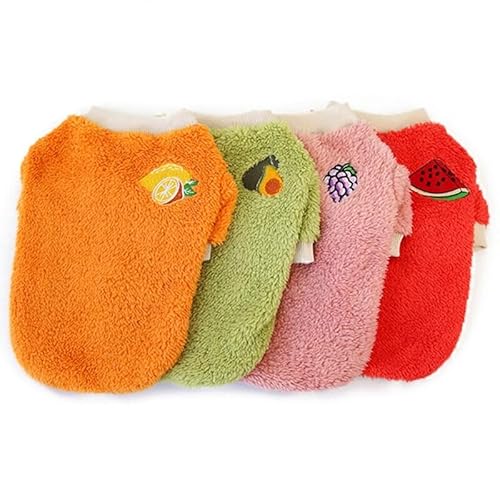 Suéter de pelúcia quente para animais de estimação – roupas de inverno fofas para filhotes, frutas d