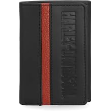 Harley-Davidson Mens H-D Center Block Tri-Fold Genuine Leather Wallet, Black