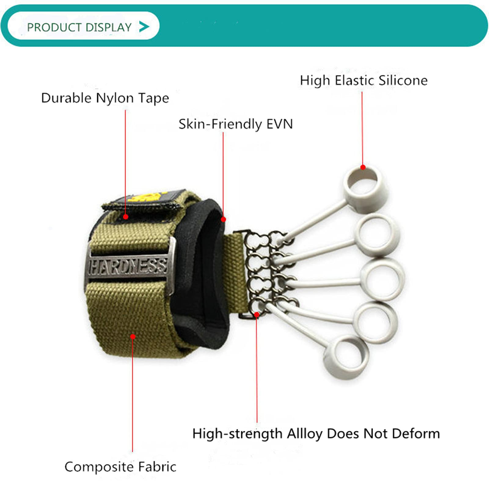 Ejercitadores de dedos y fortalecedor de agarre de fuerza, entrenamiento con estirador Alpha Gripz, equipo de fortalecimiento para terapia física de muñeca, extensor de antebrazo (rojo)