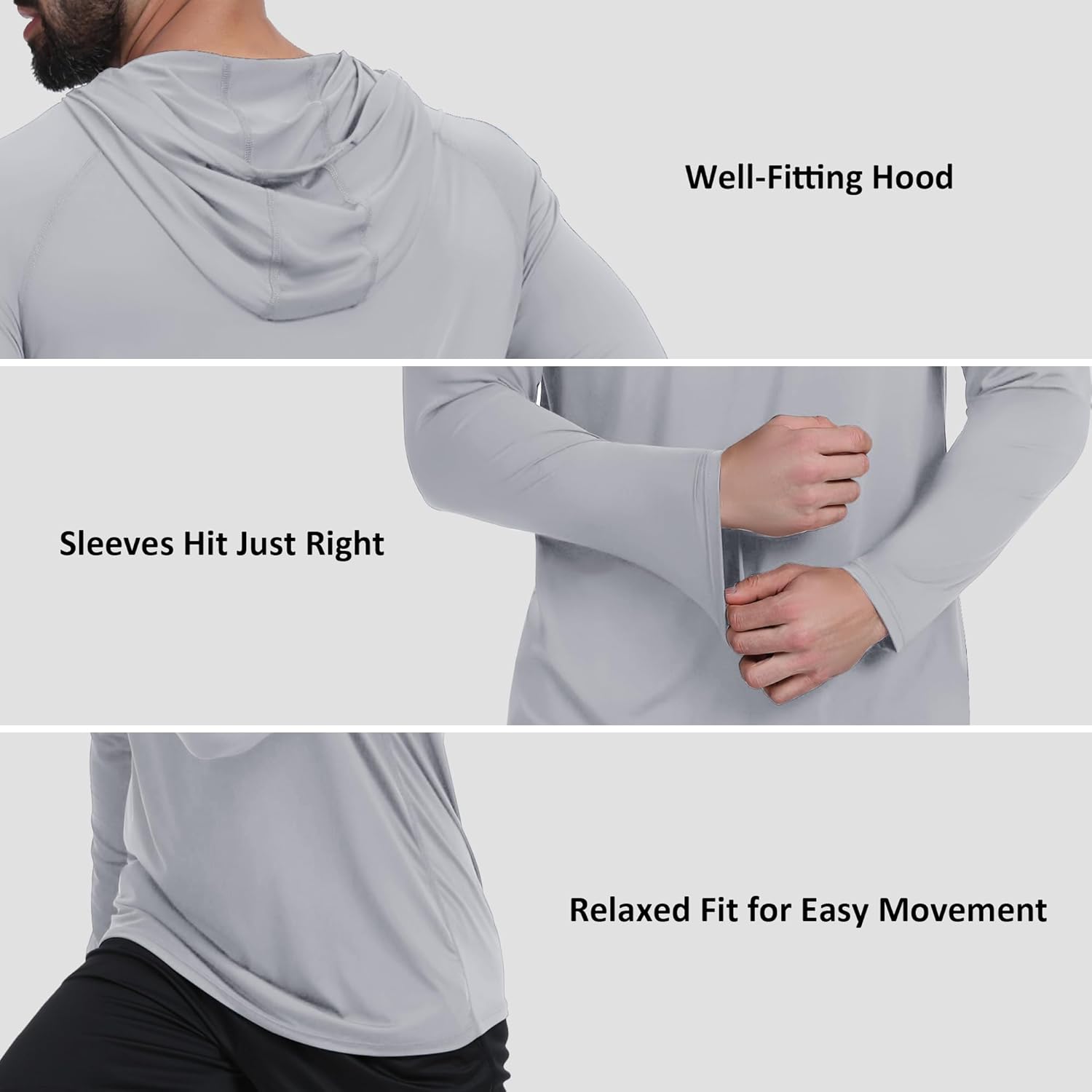 Men's UPF 50+ Sun Hoodie – Quick-Dry Long Sleeve Fishing Shirt for Fall & Winter, Lightweight for Hiking & Yard Work - Image 3