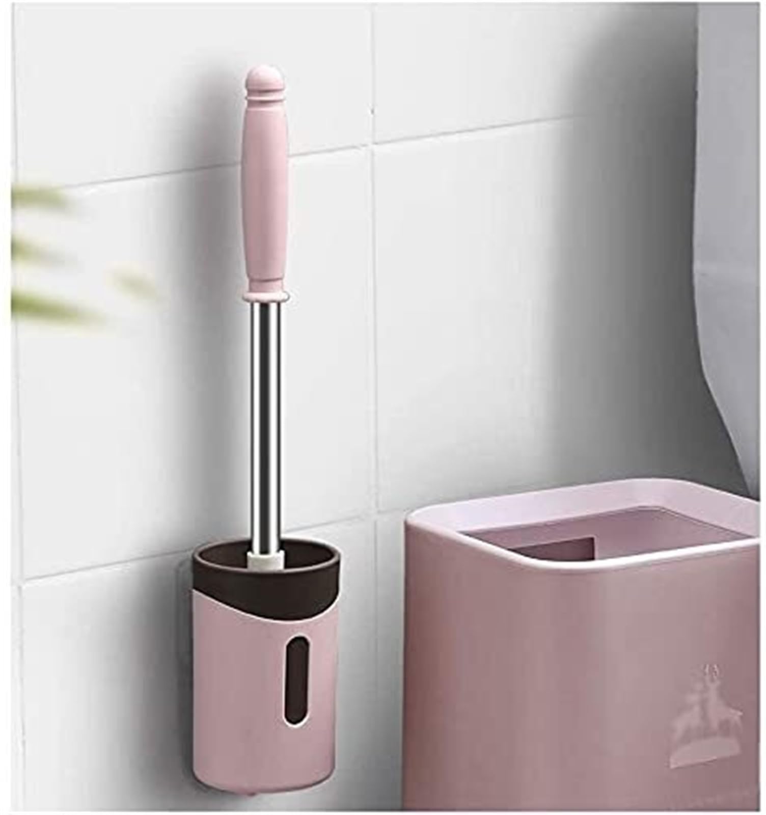 Do Muszli Klozetowej Szczotka Do WC Montowana Na Ścianie Muszli Klozetowej Z Uchwytem Ze Stali Nierdzewnej Główka Szczoteczki Materiału PP Zestaw łAzienkowy(Pink)