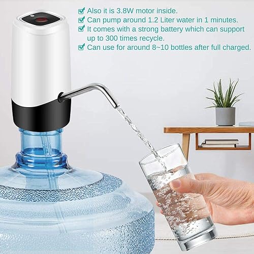 Miniatura 4 de Nueva bomba de agua para botella de 5 galones bomba eléctrica de agua potable con bomba automática recargable y portátil para campamento cocina