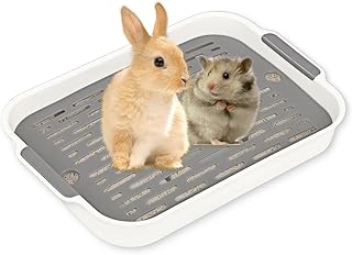 Tablett Hasentoilette, Kaninchen Toilette, Kaninchentoilette, Katzenklo Klein, Klo Ecke für Kleintier Hasen Meerschweinchen (Weißes Grau-Kleine) product image
