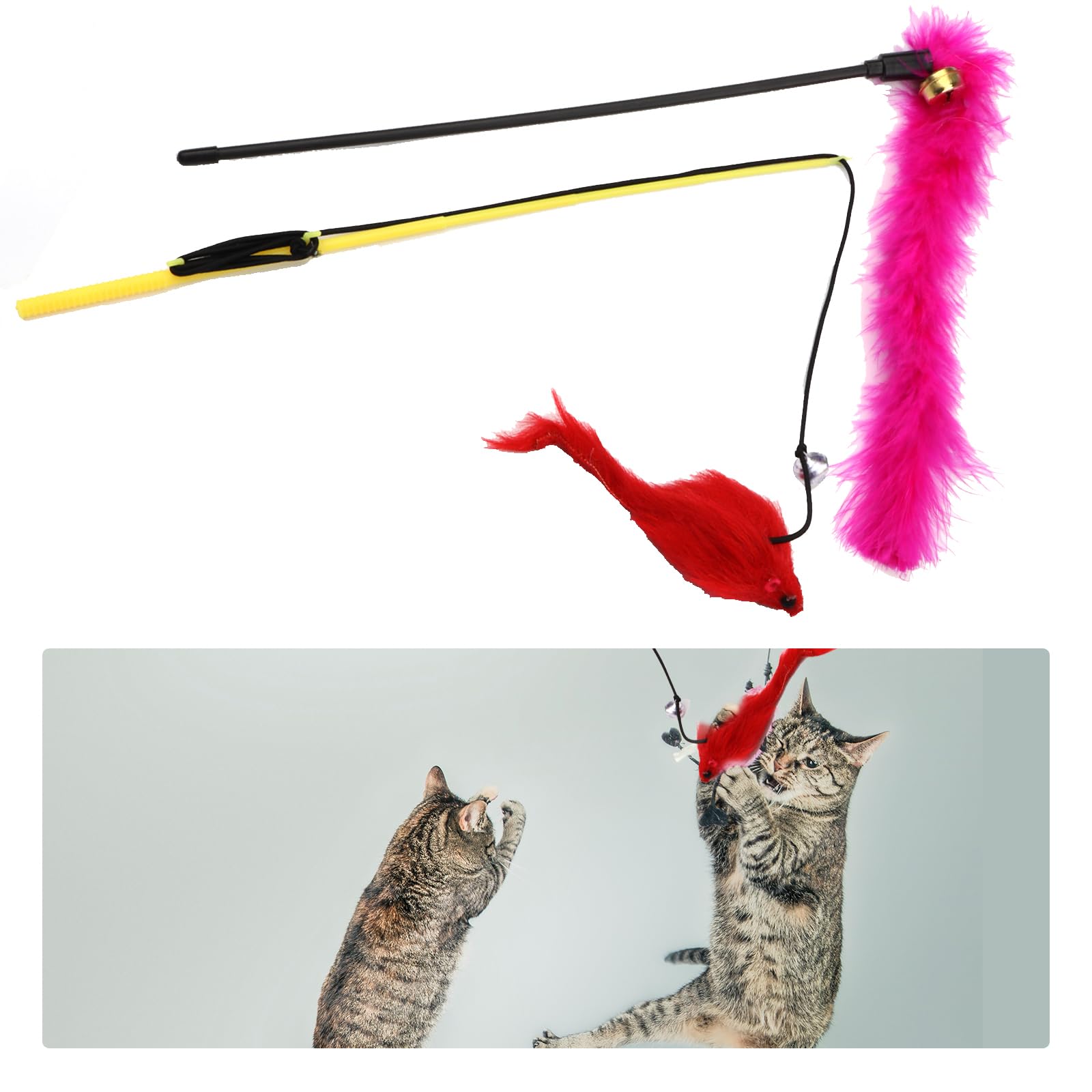 QUOZUO Paquete variado de 32 juguetes para gatos: bolas de gato, plumas, ratones, bolas arrugadas, juguetes de hierba gatera para gatitos de interior