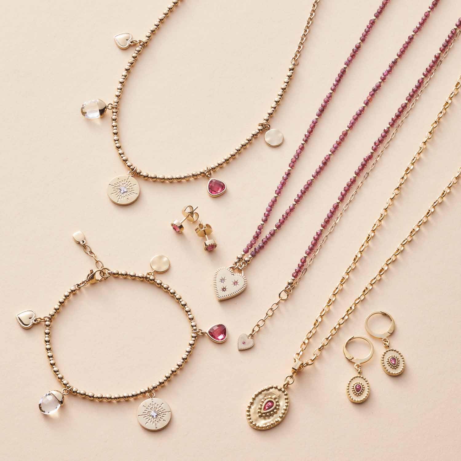 Leonardo Jewels Giselle 023214 - Collana da donna in acciaio inox IP oro, con 5 piccoli ciondoli, lunghezza 45-50 cm, idea regalo per donne, 45, Acciaio inossidabile, Nessuna pietra preziosa