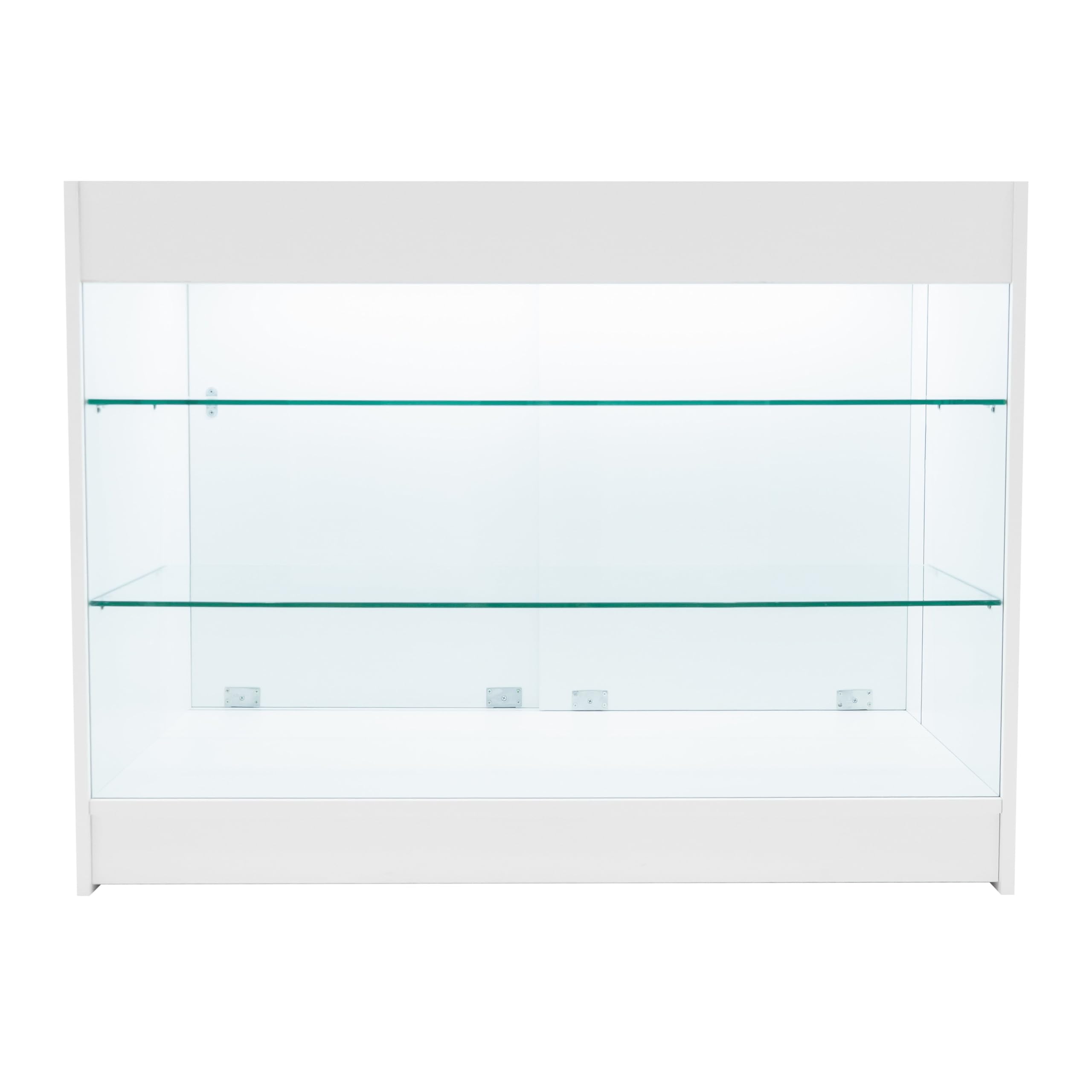 Comptoirs de Vente MDF Blanc à LED Blancs Ensemble Astro CM60 TB60 K1200 3 Unités de Rangement Étagères Internes Portes Coulissantes Verouillables Réception Bureau Vêtements Bijoux [Clés INCLUS]