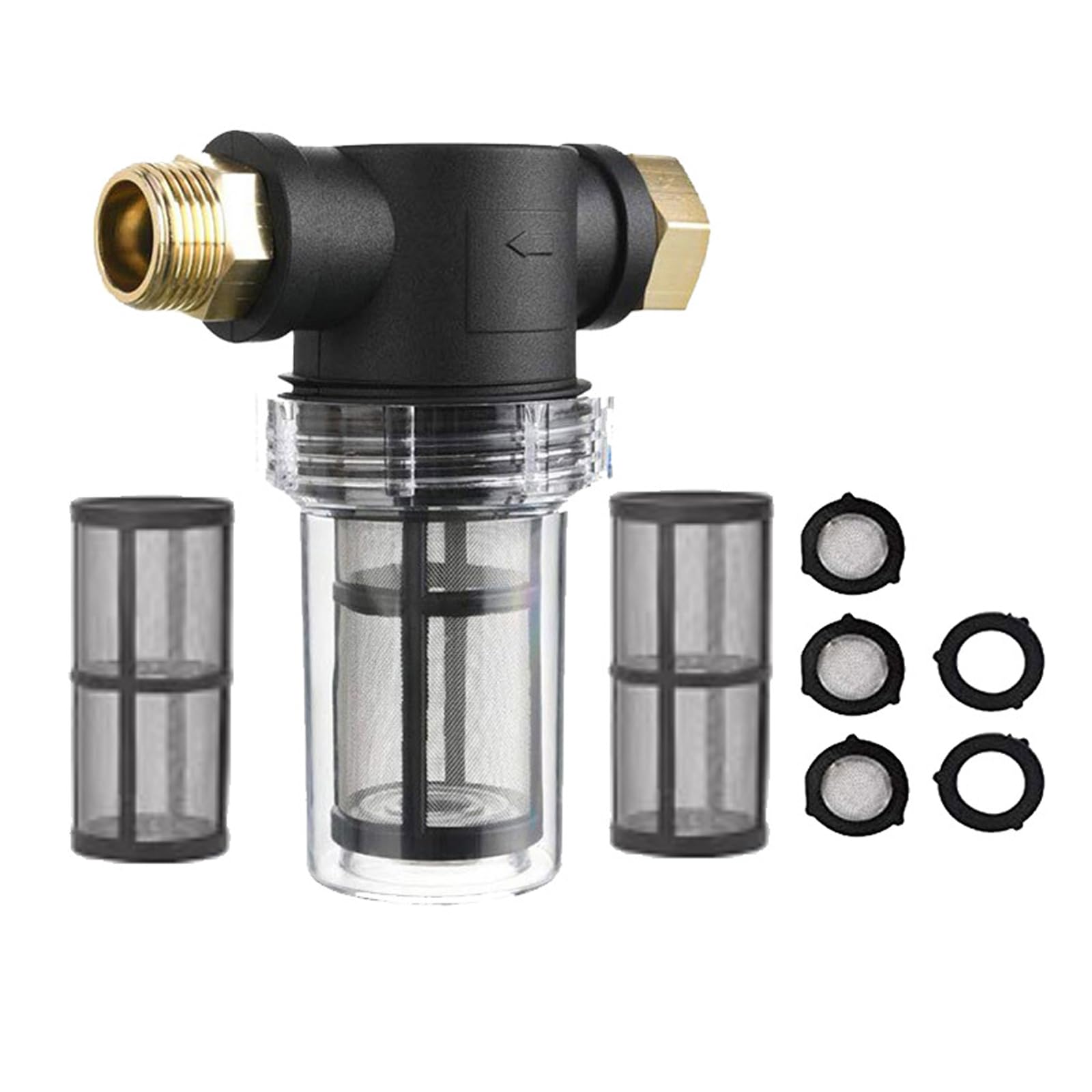 Gartenschlauch Filter 3/4", Vorfilter für Gartenpumpen und Hauswasserwerke Pipeline Filter Down-Sediment-Wasserfilter Pumpenvorfilter für Gartenbewässerung Pool (mit 100-Mesh-Filter *3)