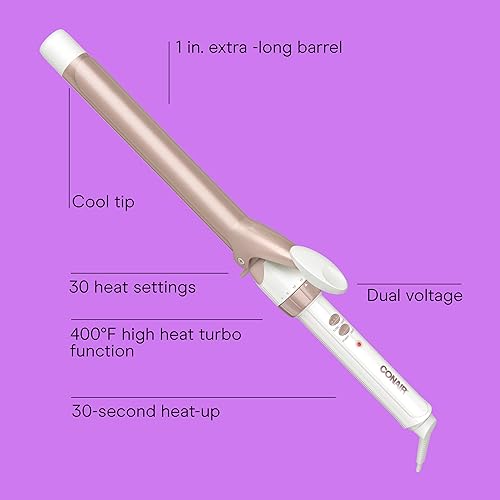 Miniatura 55 de Conair Rizador de cerámica doble de 1-1/2 pulgadas, barril de 1.5 pulgadas que crea ondas y rizos suaves, rizador de pelo para uso en cabello medio