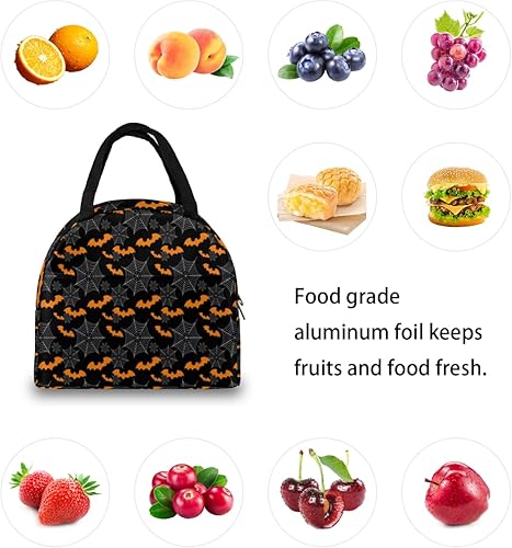 Miniatura 7 de Lonchera temática de Halloween de terror, lonchera aislada para hombres y mujeres, bolsa de almuerzo a prueba de fugas, bolsa de preparación de