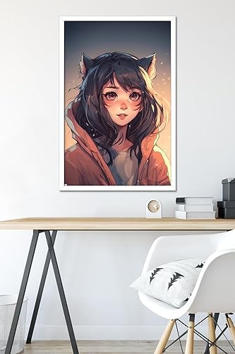 Miniatura 6 de Trends International Wumples - Póster de pared de anime Catgirl, 22.37 x 34.00 pulgadas, versión enmarcada en blanco