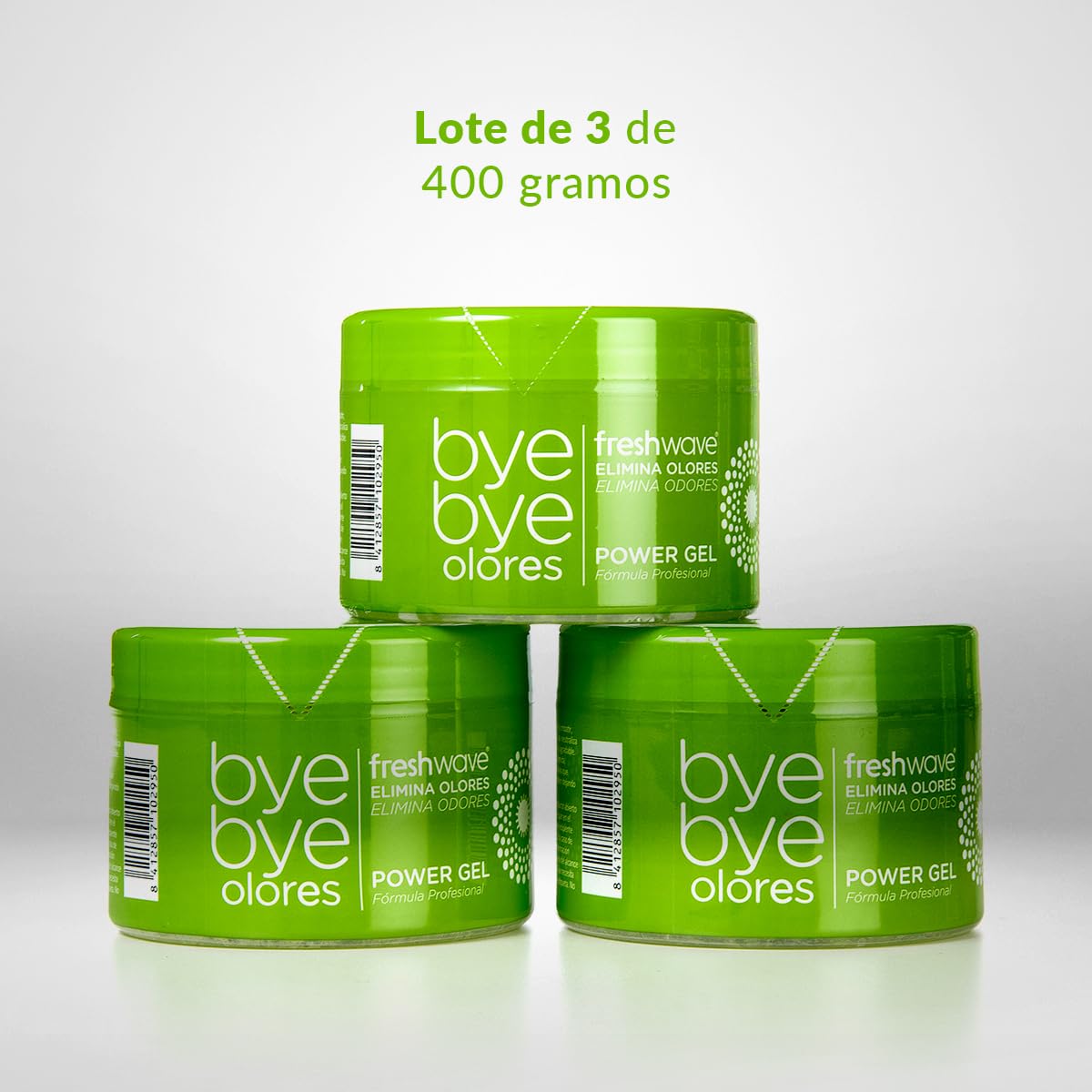 FRESHWAVE - Pack de 3 Gel Neutralizador de Olores Freshware 400g – Atrae, Atrapa y Elimina el Olor a Tabaco, Comida, Mascota o Humedad – Acción Continua – Aroma Neutro - Capacidad 15m2